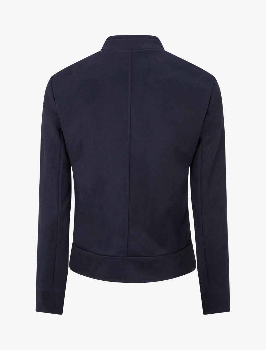 Jacke aus Wildlederimitat mit Stehkragen und Reißverschluss
