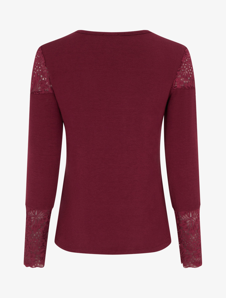 Feiner Pullover mit V-Ausschnitt und Spitze