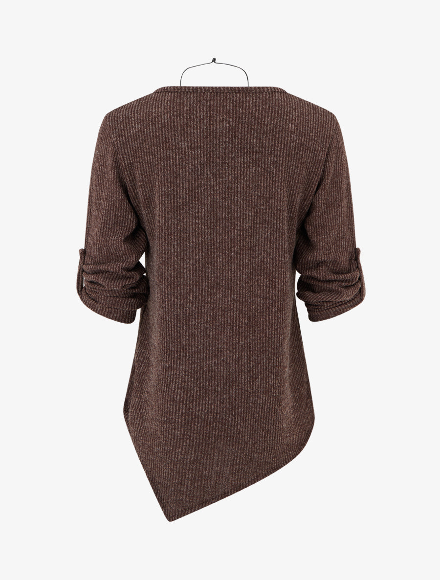 Gerippter Pullover mit Rundhalsausschnitt