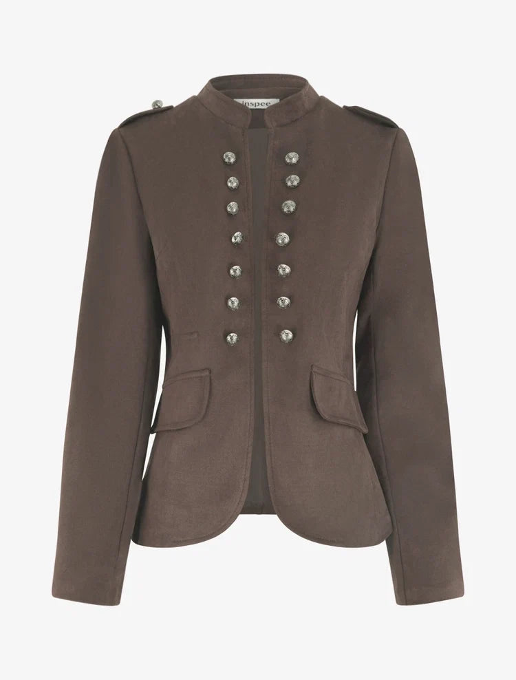 Wildlederjacke mit hohem Offizierskragen