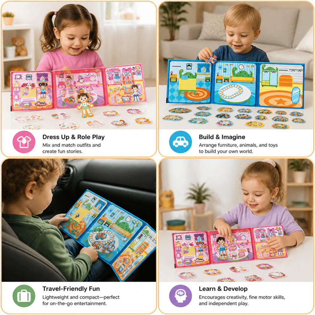 Montessori Magnetisches Quiet Book – Kreatives Anziehen & Szenenspiel