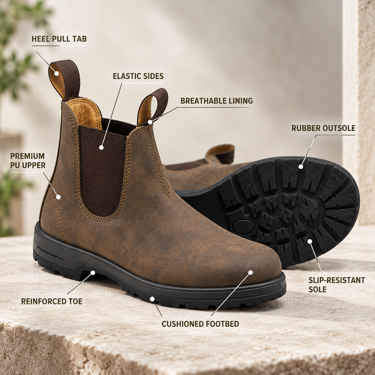 Komfortable Walking-Schuhe im Chelsea-Design – Bequeme Slip-On Boots für Herren