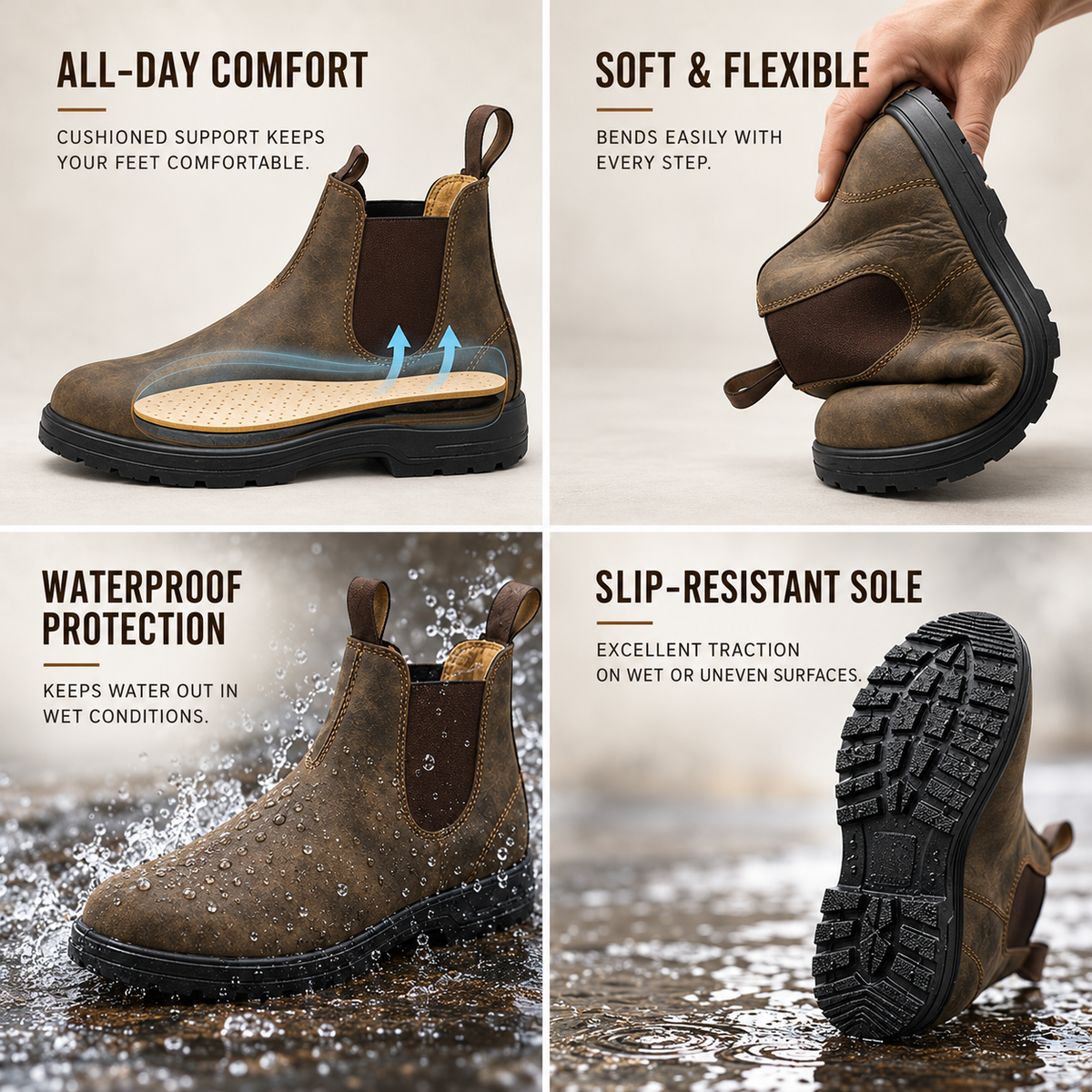 Komfortable Walking-Schuhe im Chelsea-Design – Bequeme Slip-On Boots für Herren