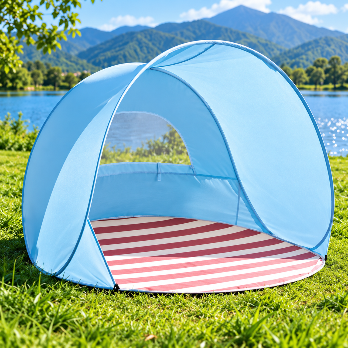 Baby Strandzelt | UPF 50+ Pop-Up Sonnenschutz – Himmelblau