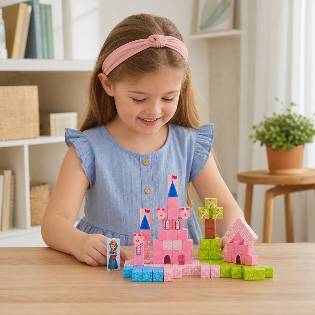 Montessori Prinzessinnen-Traumschloss Magnetische Bauwürfel Set