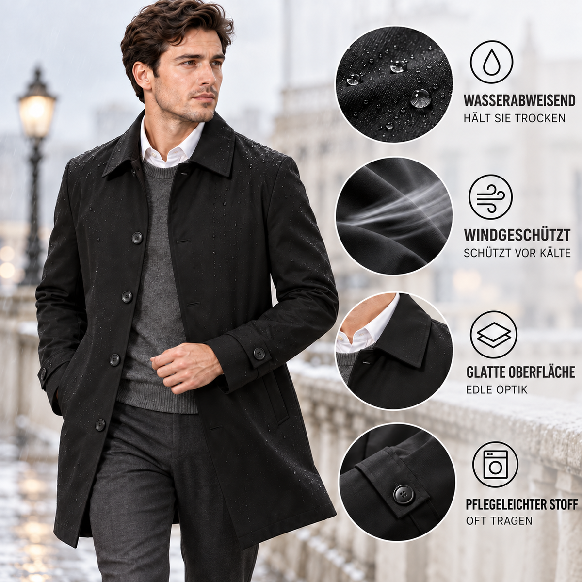 Mantel Herren wasserabweisend & klassisches Design – Nordspur Regentrench
