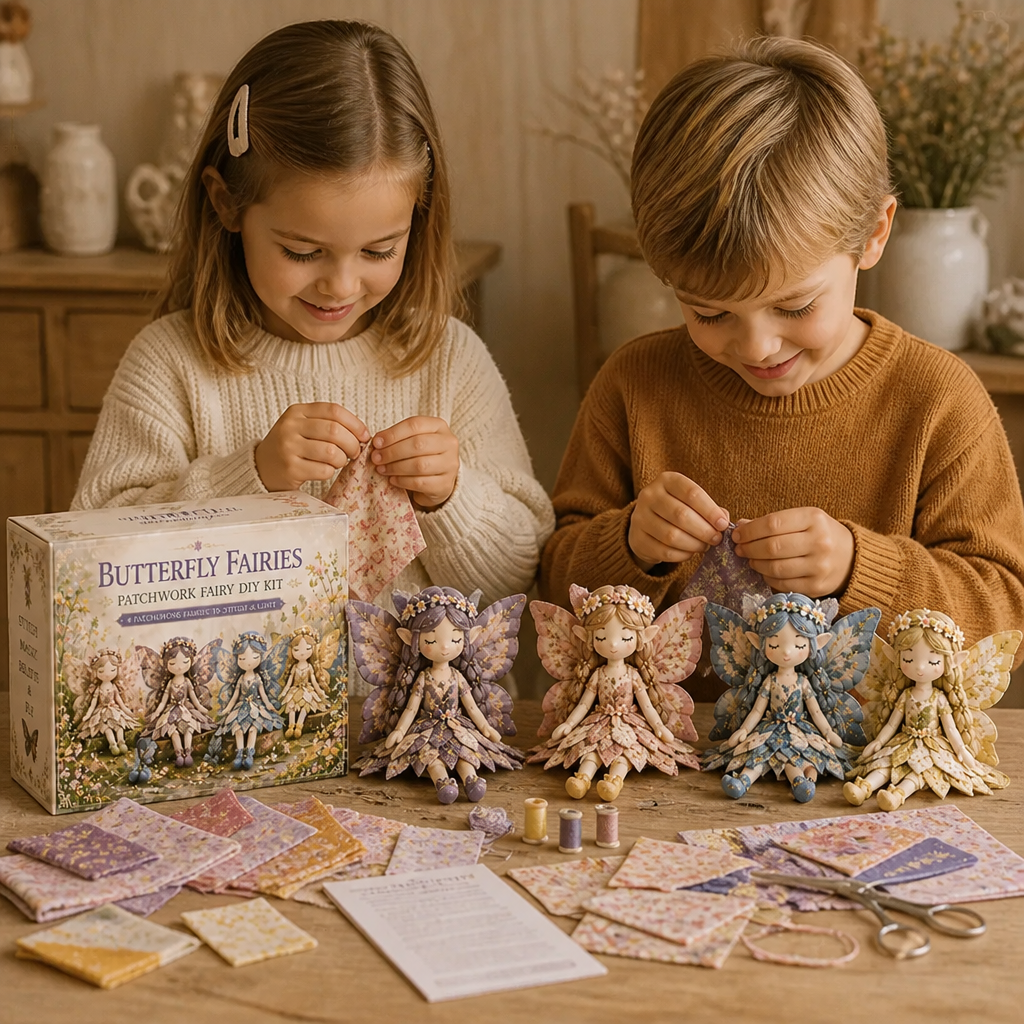 Fee DIY Nähset für Kinder – Zauberhafte Feenpuppen mit Stoff, Accessoires & Anleitung basteln