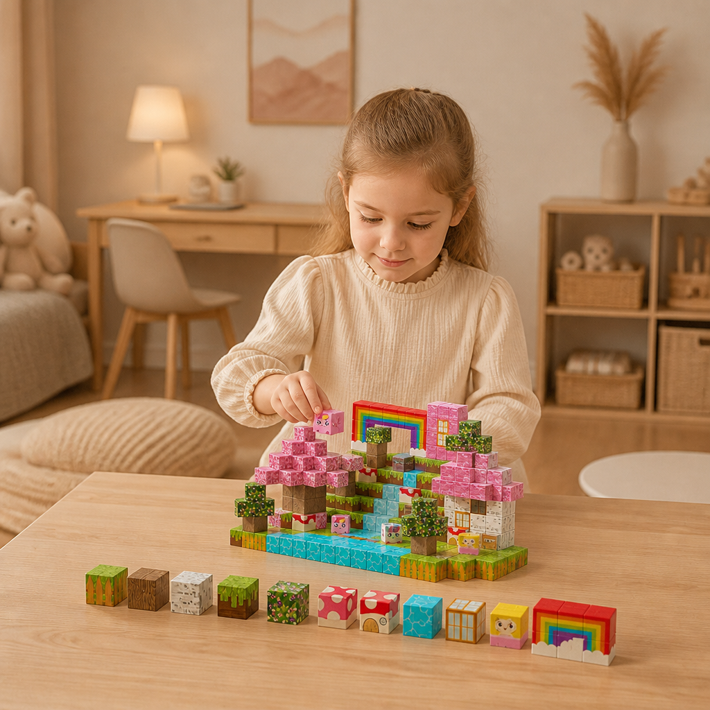 100-teiliges Magnetbaustein-Würfelset – Montessori-MINT-Konstruktionsspielzeug für Kinder
