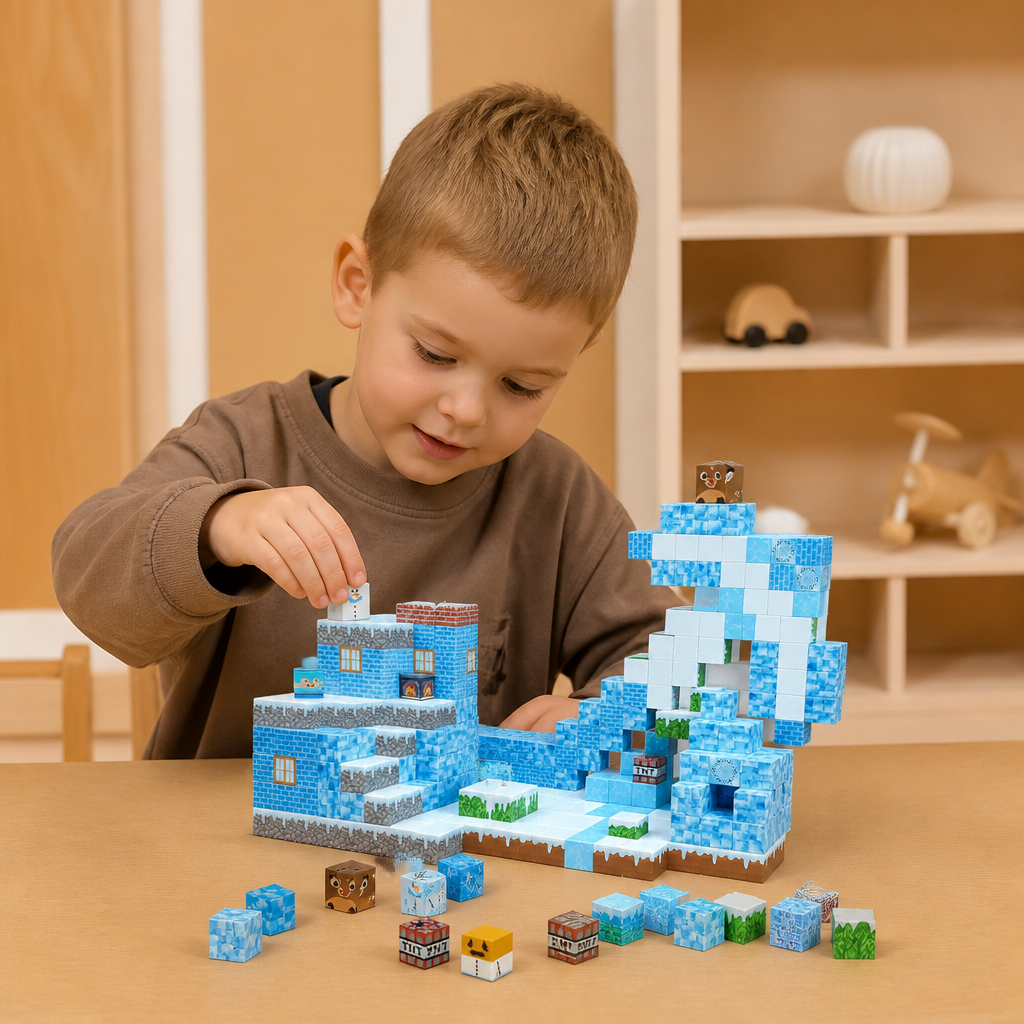 100-teiliges Magnetbaustein-Würfelset – Montessori-MINT-Konstruktionsspielzeug für Kinder