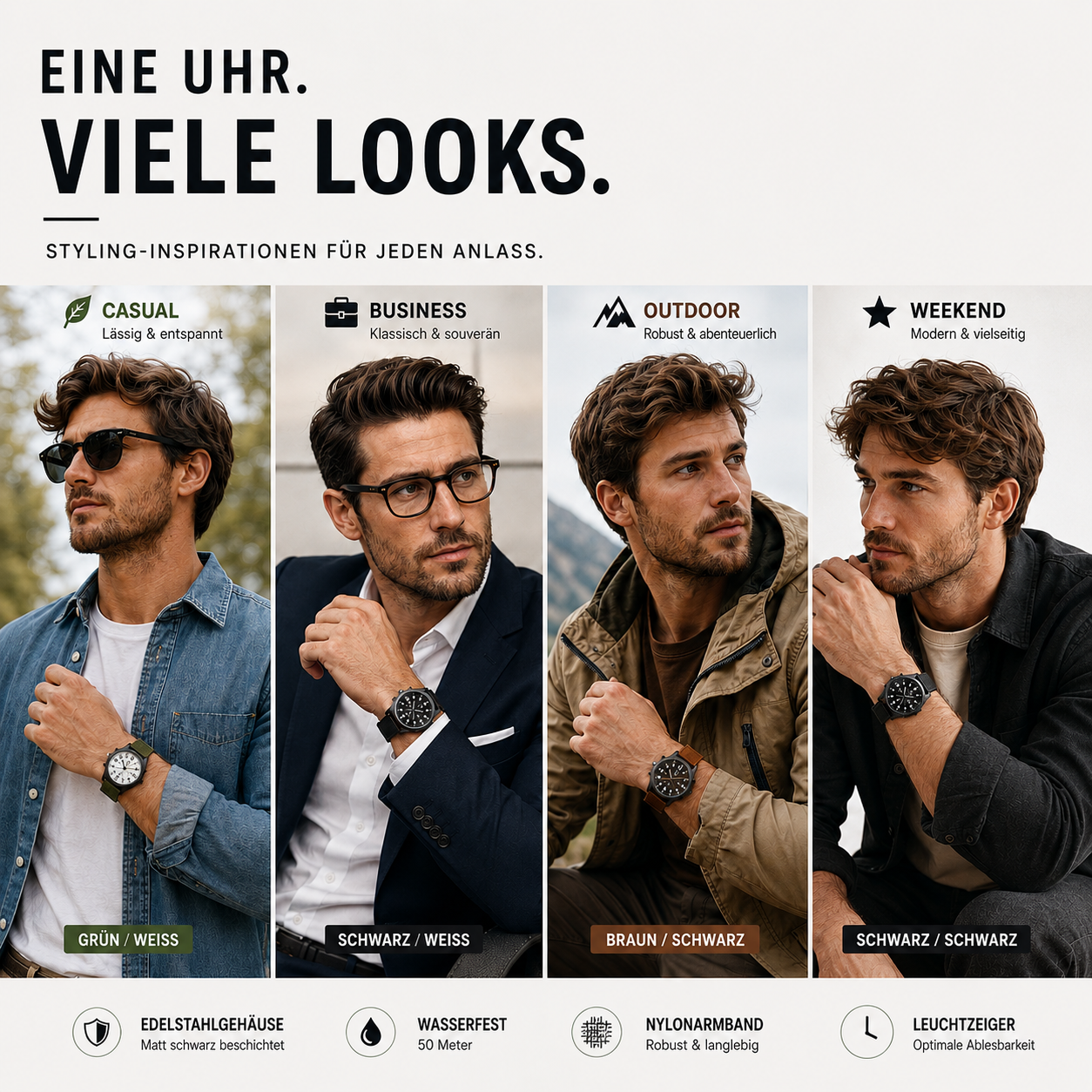 Militär Armbanduhr Edelstahl 45mm wasserdicht & robust – IronTrek Watch