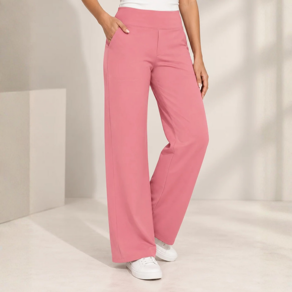 Bequeme elastische Hose mit weitem Bein
