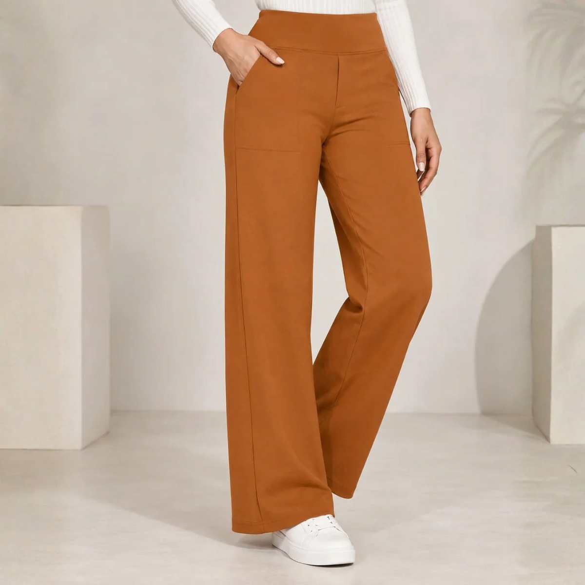 Bequeme elastische Hose mit weitem Bein