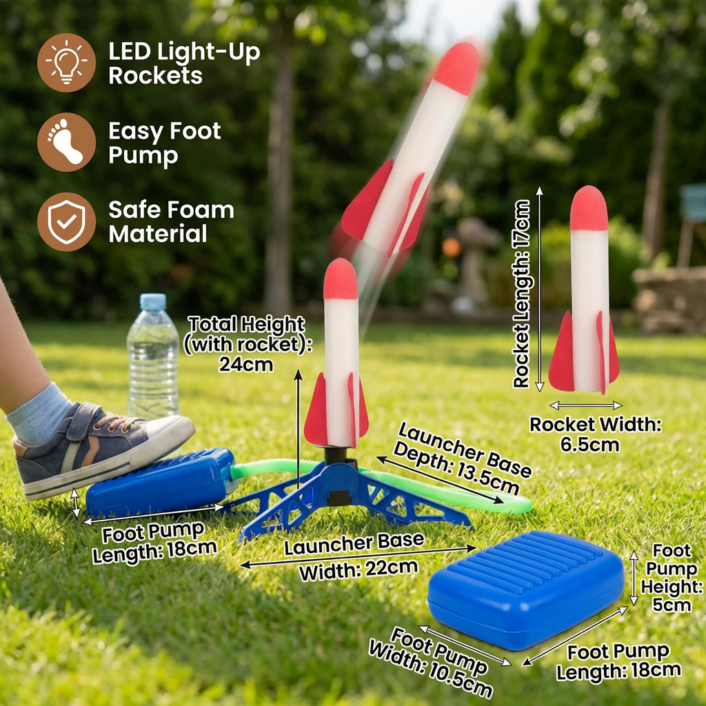 Kinder-Raketenwerfer mit Fußpumpe – Luftbetriebenes Outdoor-Spielzeug
