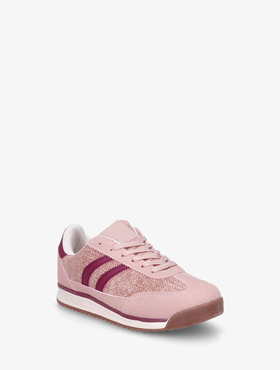 Sneakers Tweed-Effekt flache Sohle - Rosa