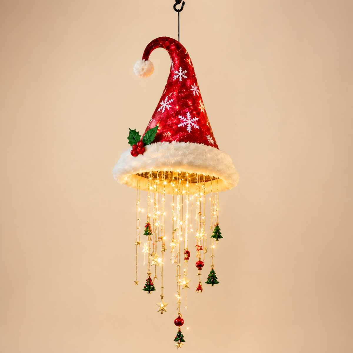 Weihnachts-Weihnachtsmannmütze Lichter mit LED-Lichterkette Dekorationen