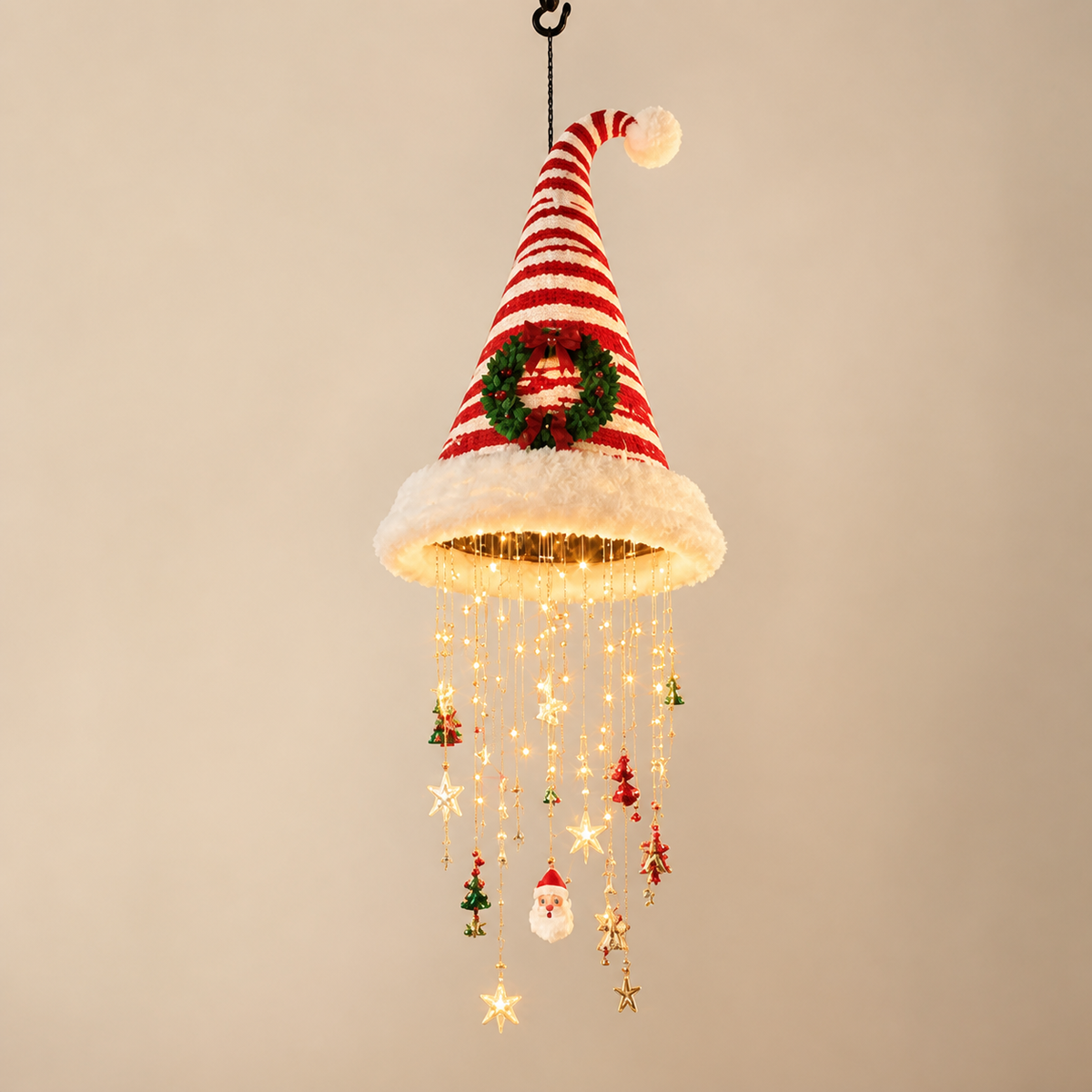 Weihnachts-Weihnachtsmannmütze Lichter mit LED-Lichterkette Dekorationen
