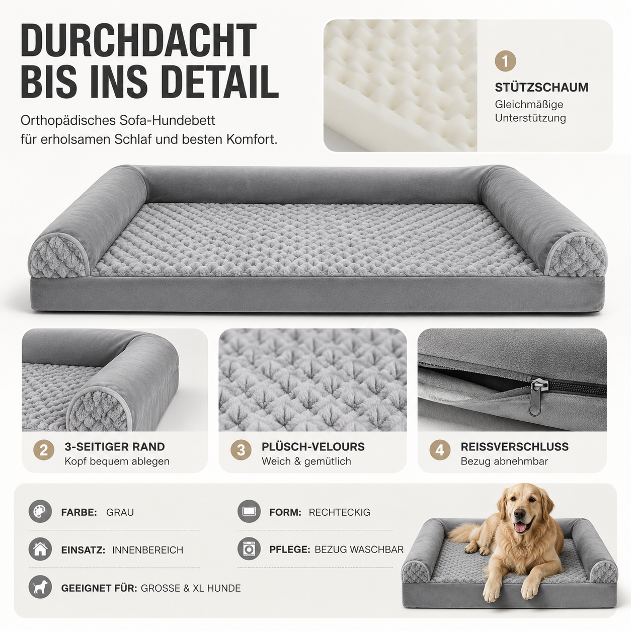 Nordspur | Slumberpaw Extra Großes Orthopädisches Hundebett