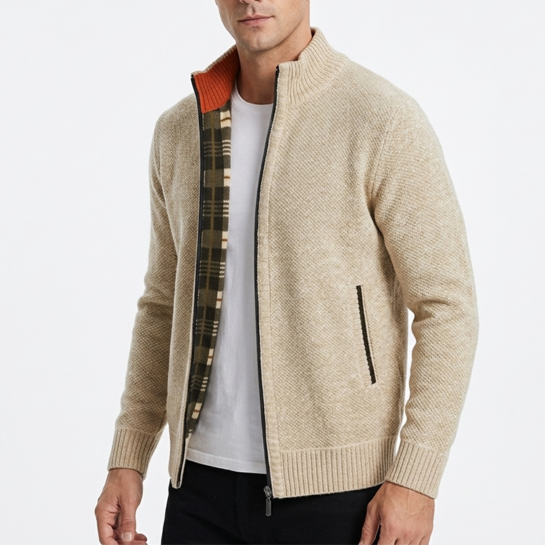 Nordspur | Gefütterter Cardigan mit durchgehendem Reißverschluss