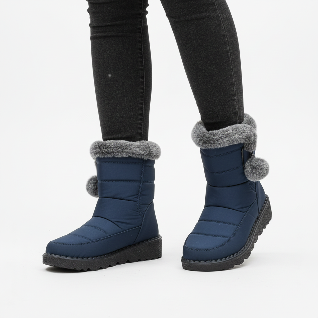 Damen Winterstiefel wasserdicht rutschfest mit Plüsch-Fütterung