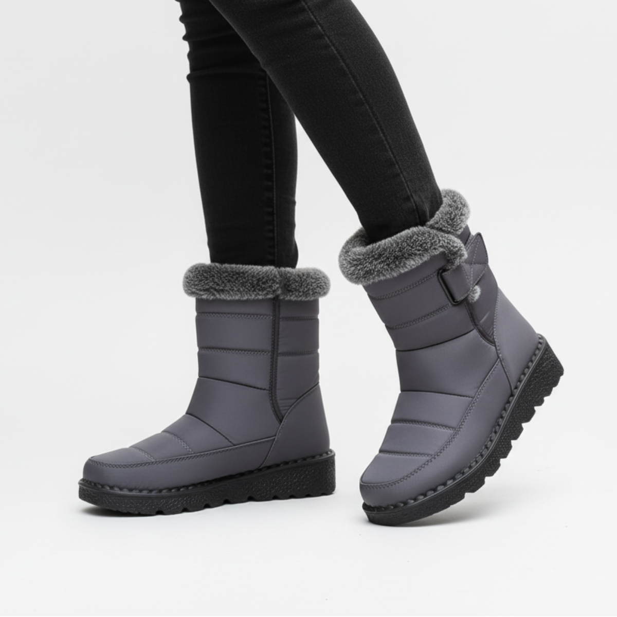 Damen Winterstiefel wasserdicht rutschfest mit Plüsch-Fütterung
