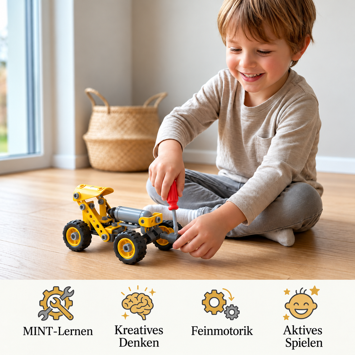 Nordspur | 10-in-1 Kreativer Elektrischer Baufahrzeug-Bausatz für Kinder