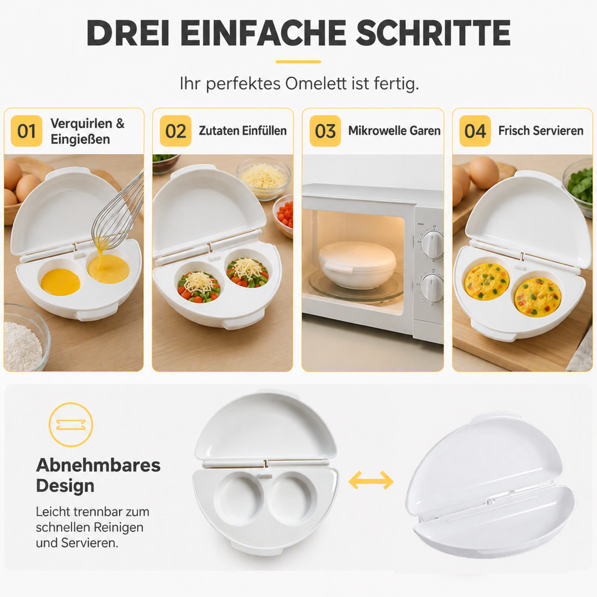 Nordspur | 2-in-1 Omelettmaschine und Eierkocher – schnelles Frühstück in wenigen Minuten