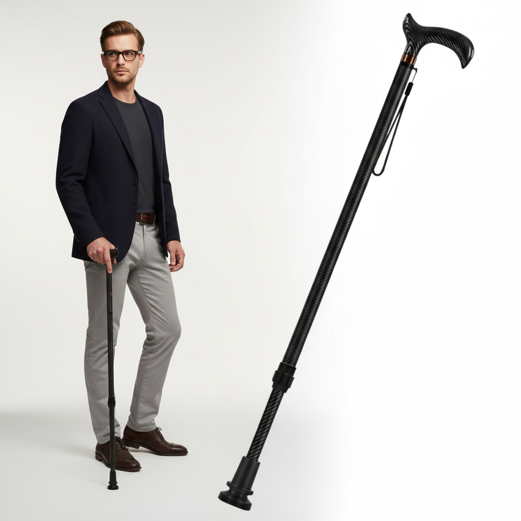 Teleskop-Gehstock rutschfest leicht ergonomischer Griff verstellbar