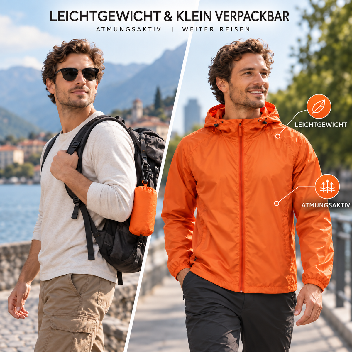 Nordspur | AeroShield Leichte Kapuzen-Herren-Windjacke