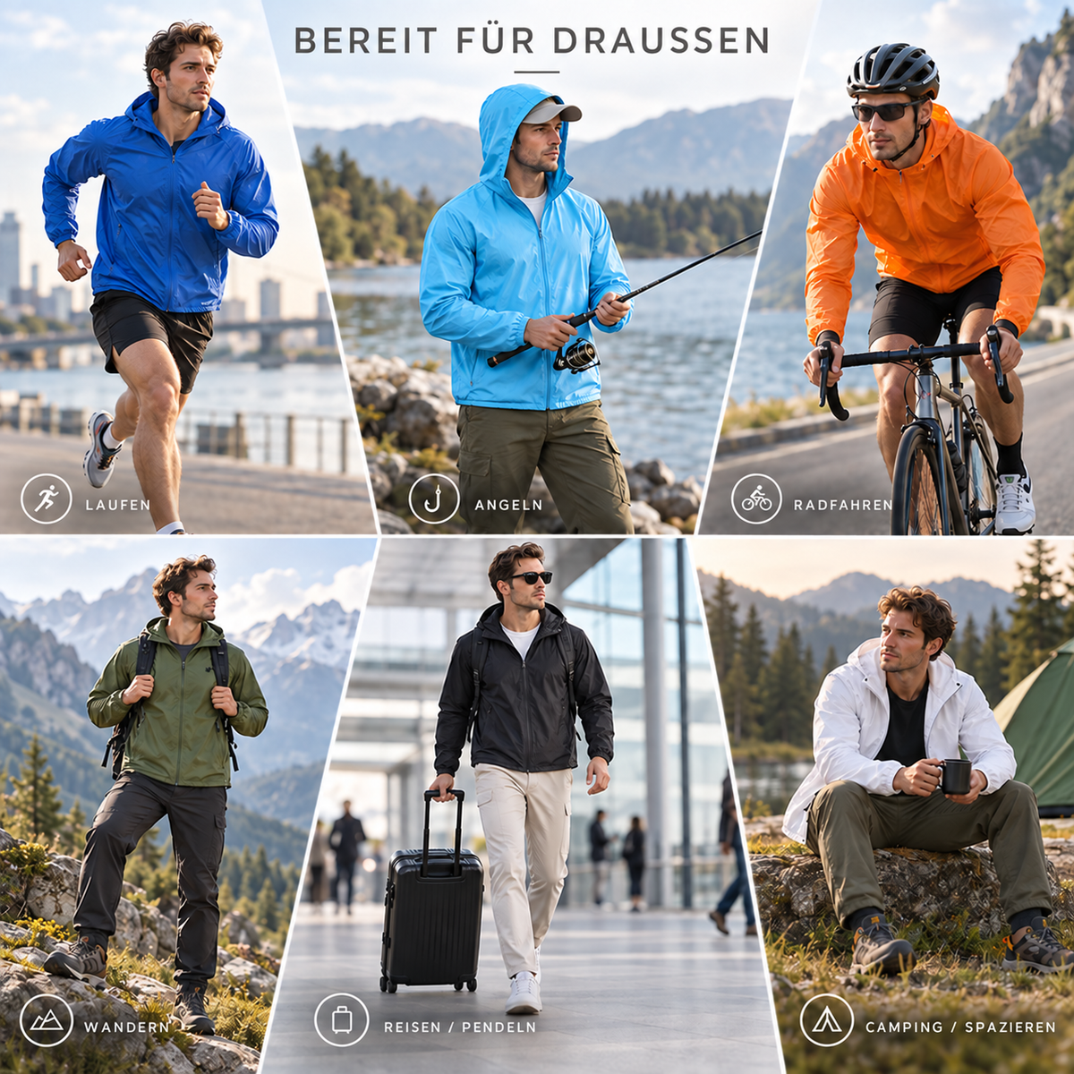 Nordspur | AeroShield Leichte Kapuzen-Herren-Windjacke