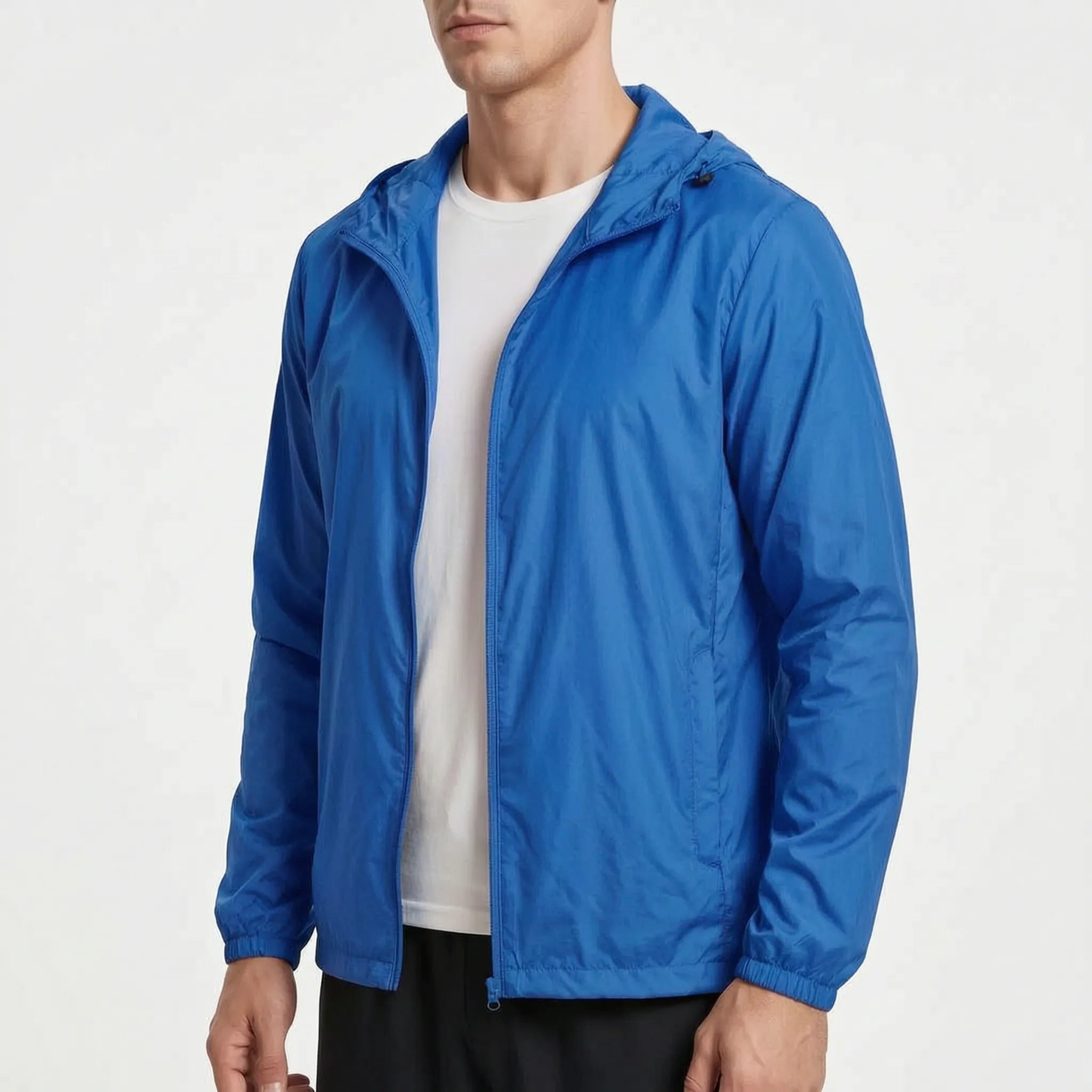 Herren-Windjacke leicht schnelltrocknend mit Kapuze und Reißverschluss