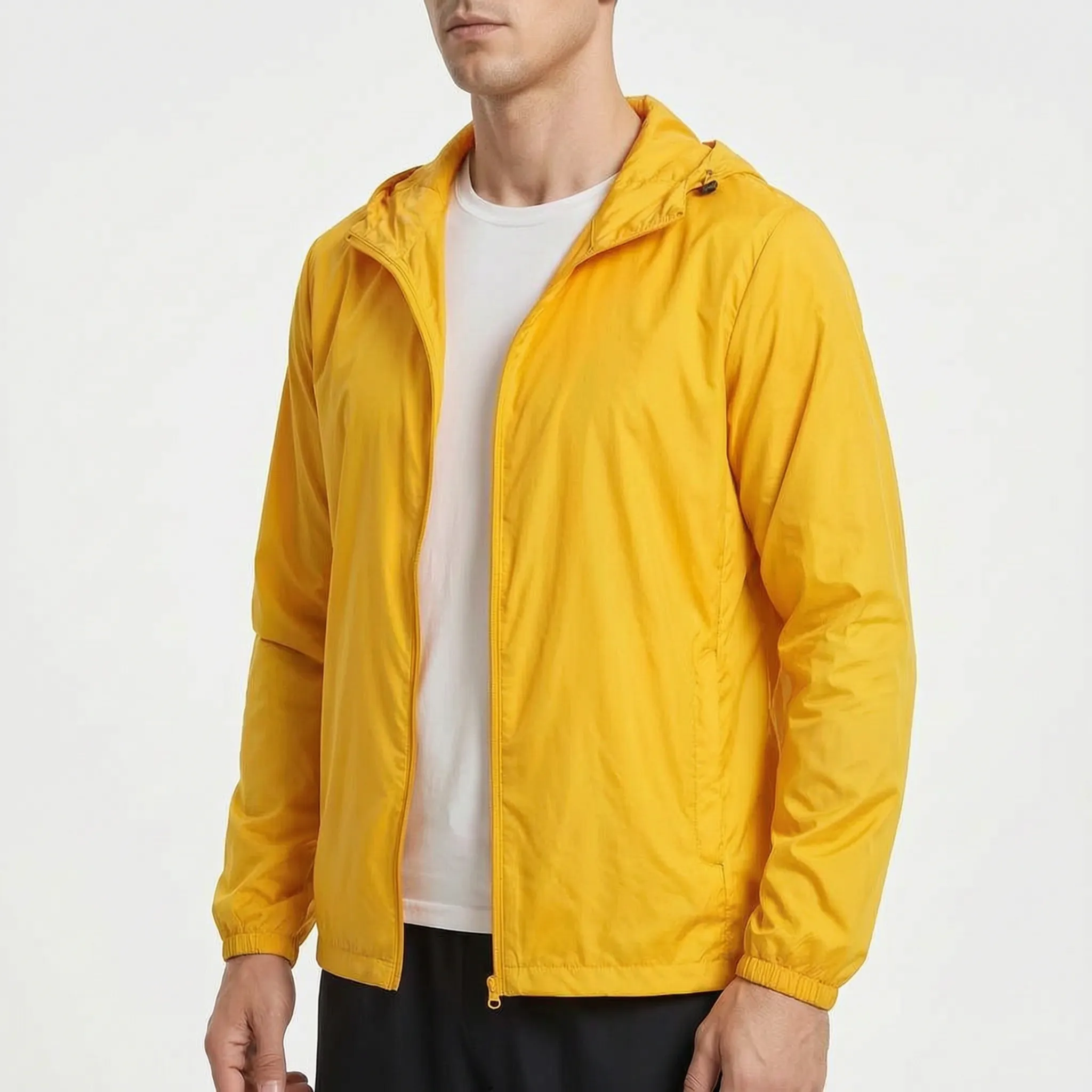 Herren-Windjacke leicht schnelltrocknend mit Kapuze und Reißverschluss