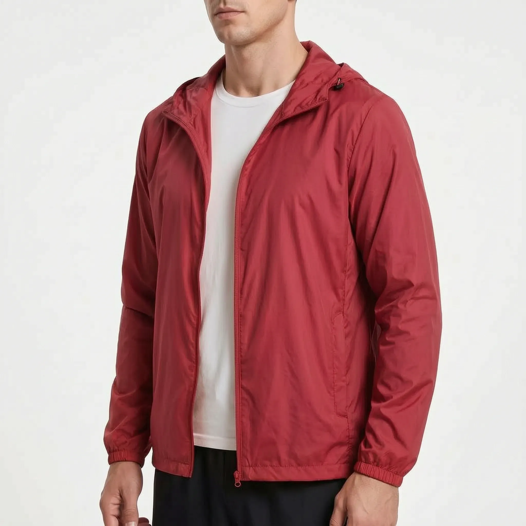 Herren-Windjacke leicht schnelltrocknend mit Kapuze und Reißverschluss