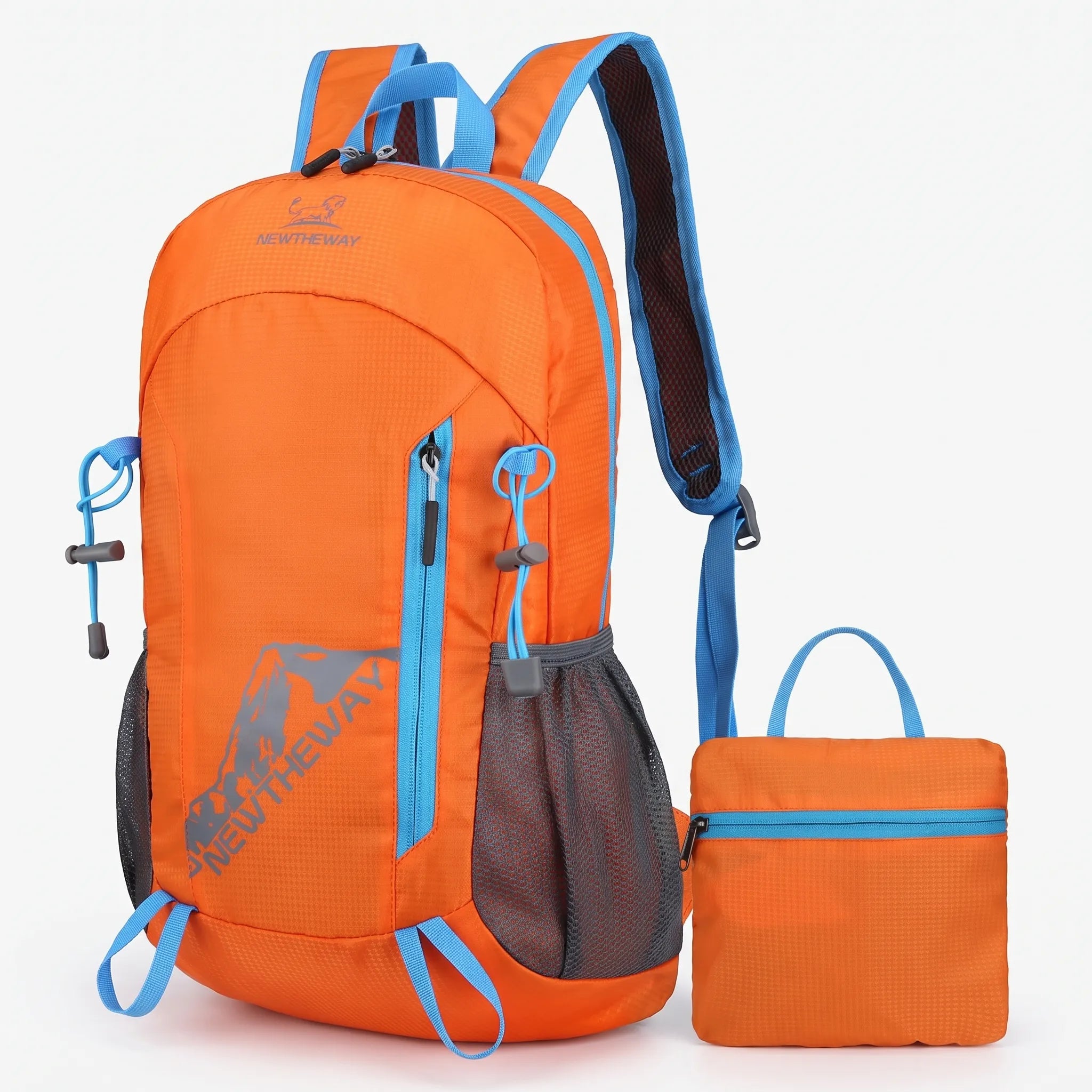 Packbarer Tagesrucksack mit wasserabweisender Beschichtung und Mesh-Schultergurten