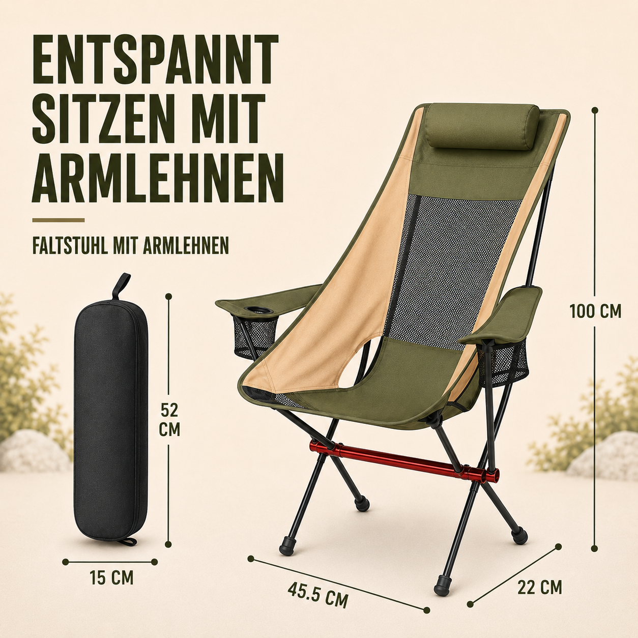 Nordspur | Aeroluna Ultraleichter Klappstuhl mit Hochlehne