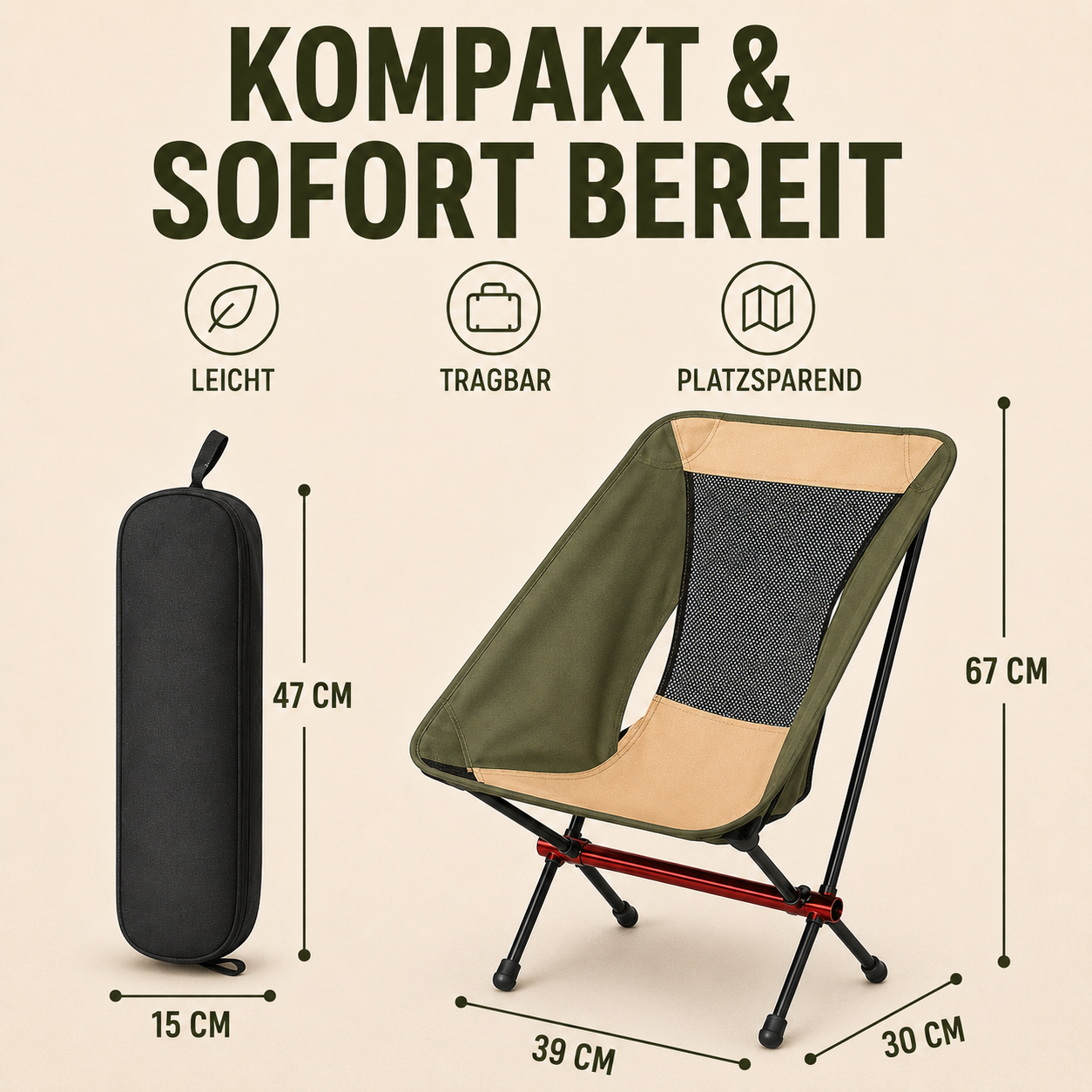 Nordspur | Aeroluna Ultraleichter Klappstuhl mit Hochlehne