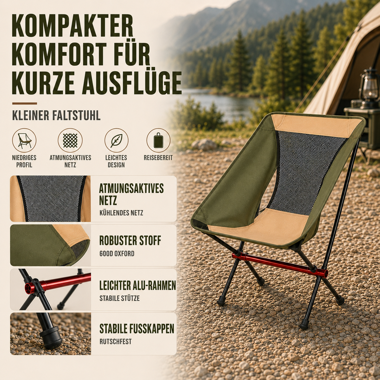 Nordspur | Aeroluna Ultraleichter Klappstuhl mit Hochlehne