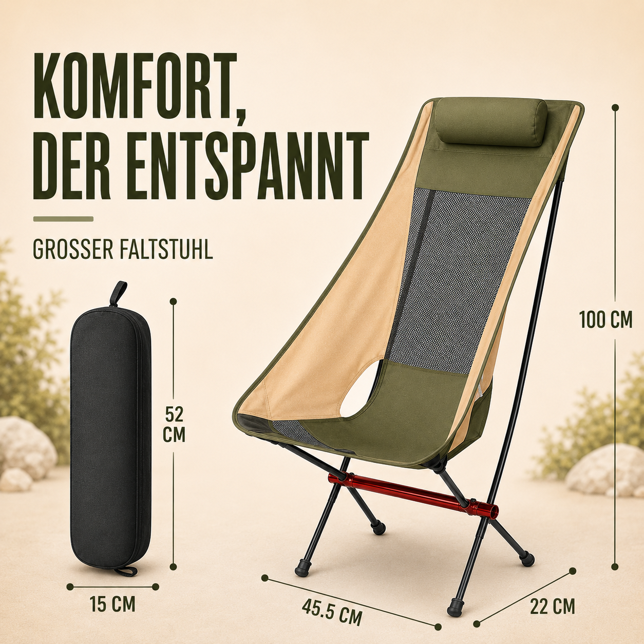 Nordspur | Aeroluna Ultraleichter Klappstuhl mit Hochlehne