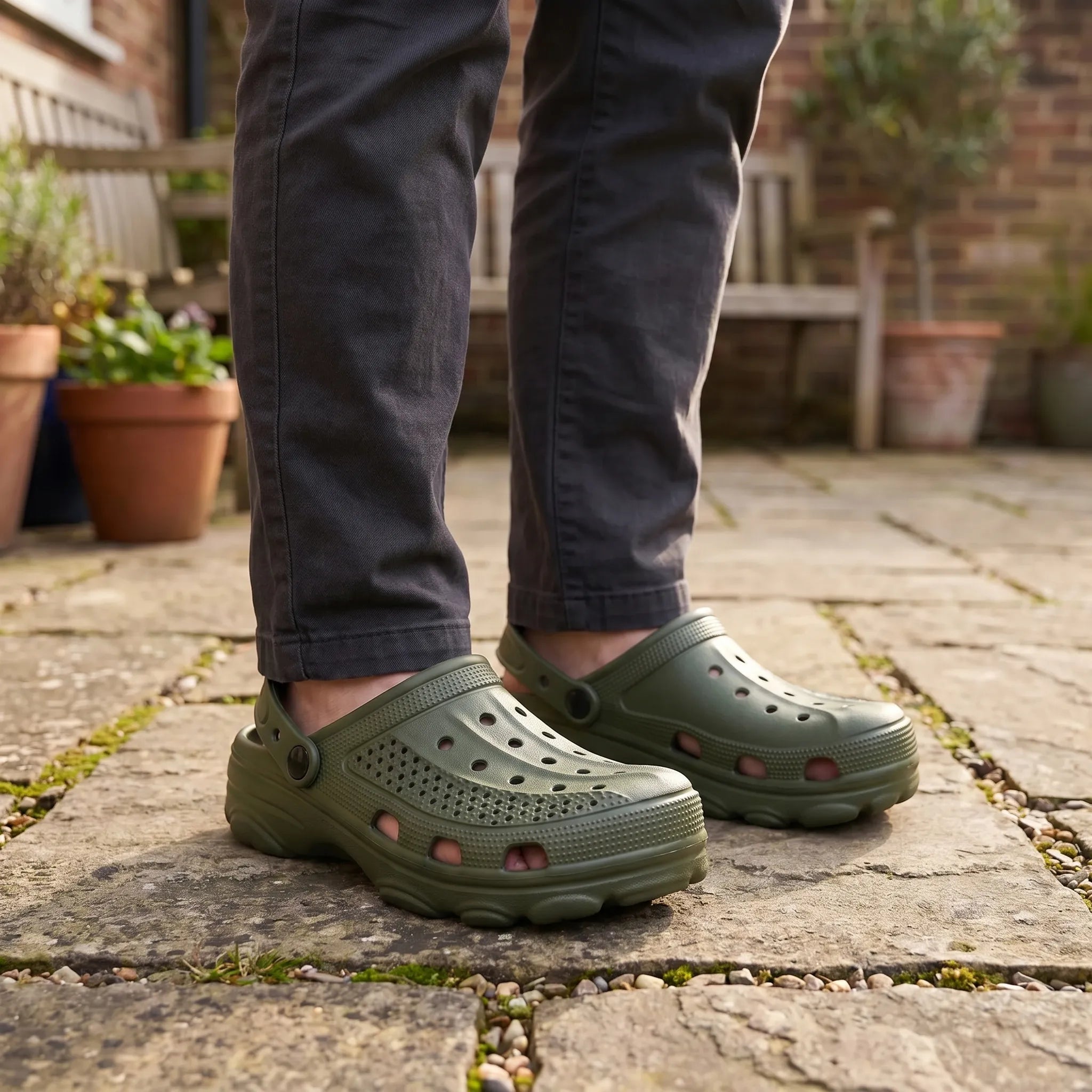 Gartenklotschen Herren atmungsaktiv wasserfest perforiert Slip-On