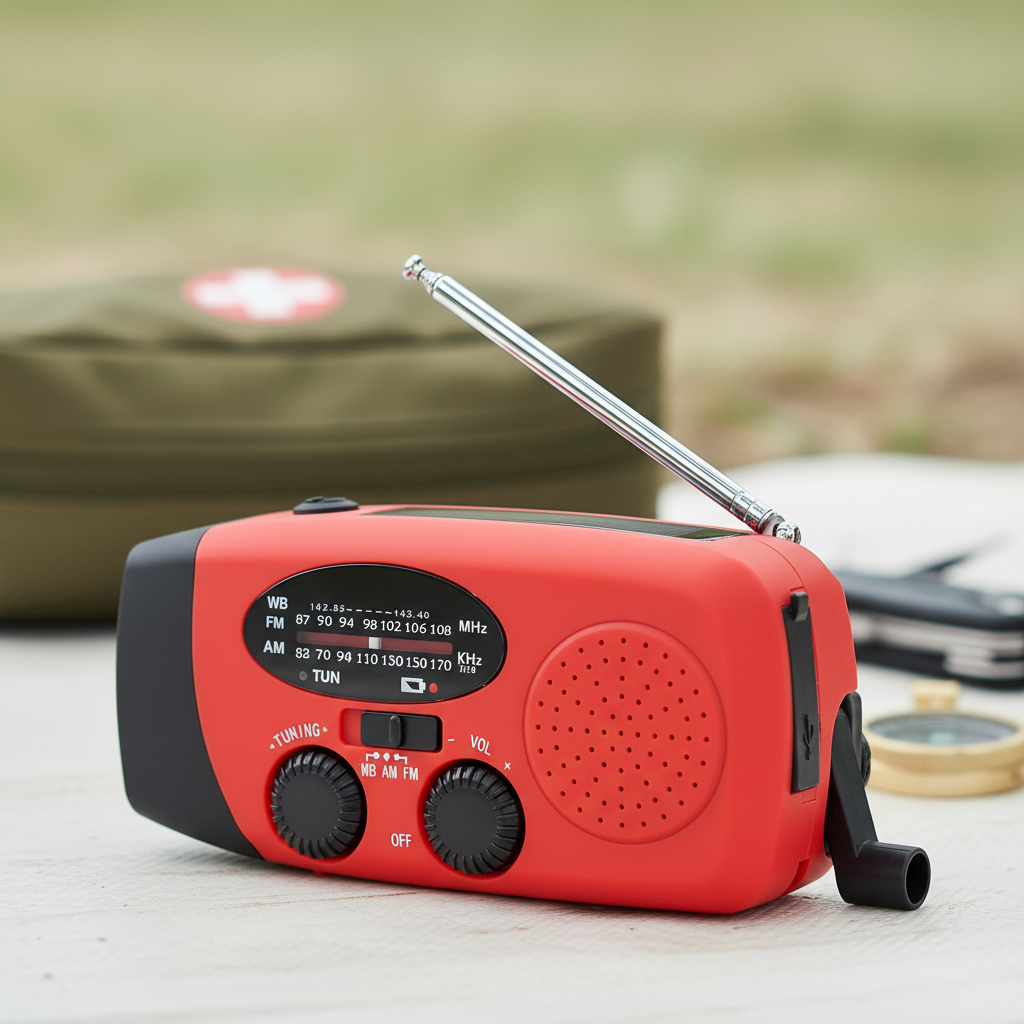 Notfallradio mit Handkurbel Solarpanel LED Taschenlampe SOS