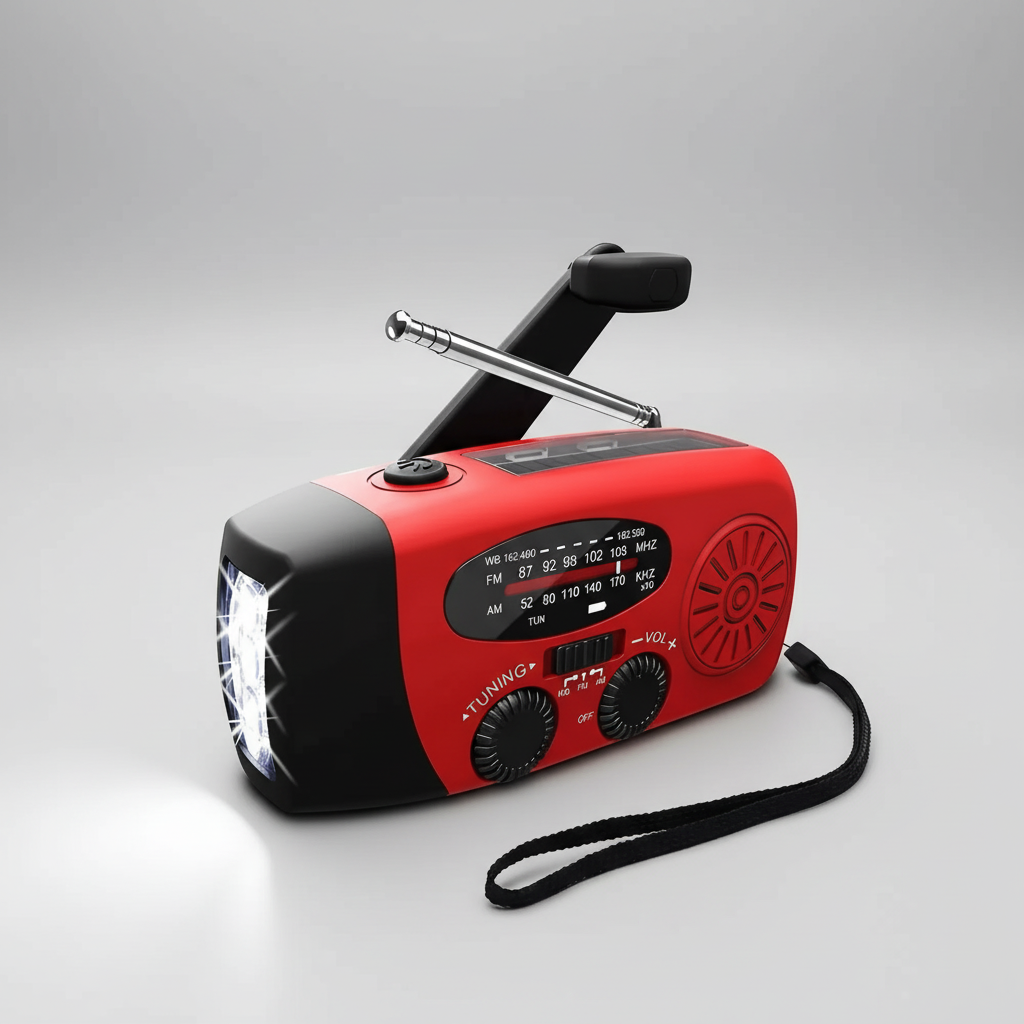 Notfallradio mit Solarladung Handkurbel und LED-Taschenlampe