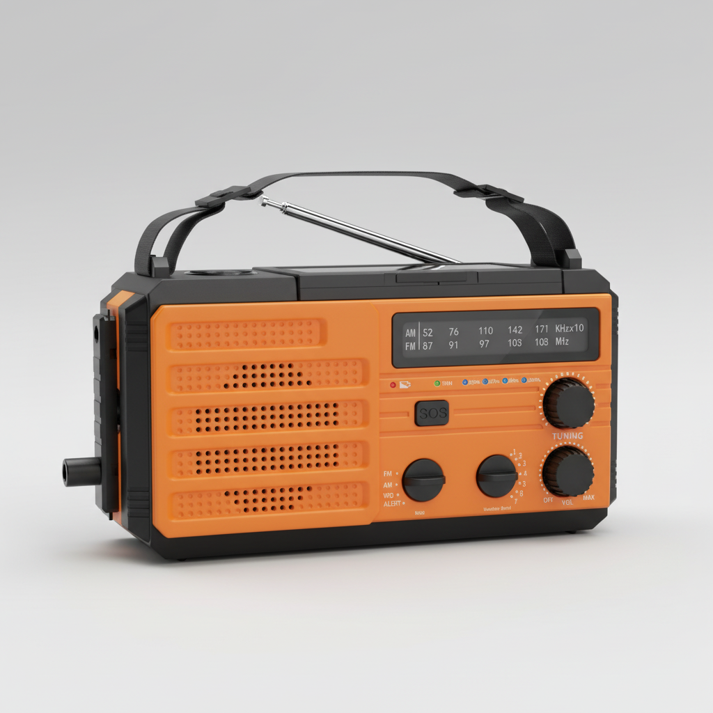 Notfallradio mit Solarladung Handkurbel und LED-Taschenlampe