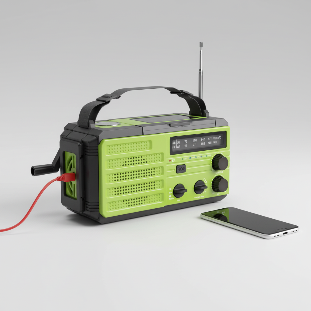 Notfallradio mit Solarladung Handkurbel und LED-Taschenlampe