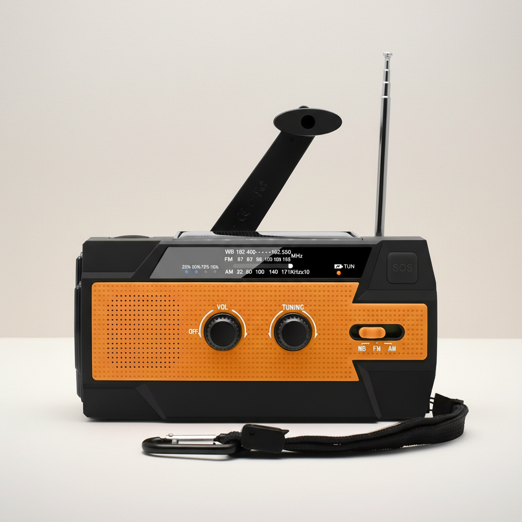 Notfallradio mit Solarladung Handkurbel und LED-Taschenlampe