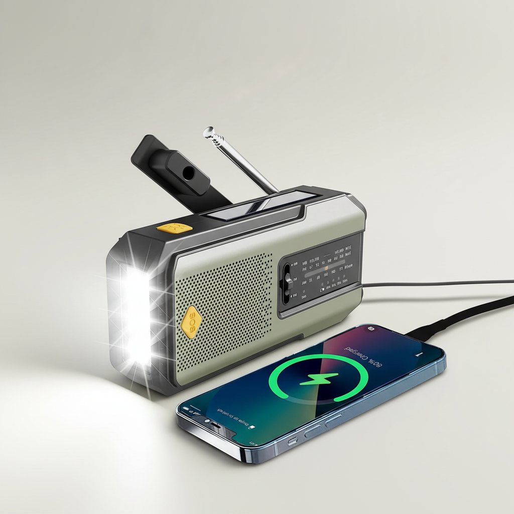 Notfallradio mit Solarladung Handkurbel und LED-Taschenlampe