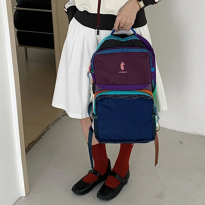 Farbblock-Rucksack leicht gepolsterte Träger mehrere Taschen