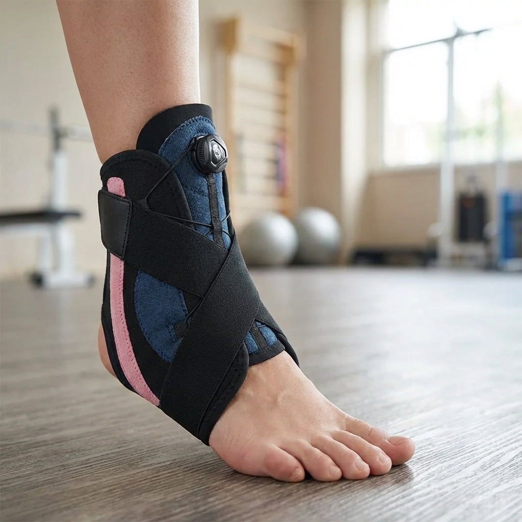 Verstellbare Knöchelbandage mit Kompression und Stabilisatoren