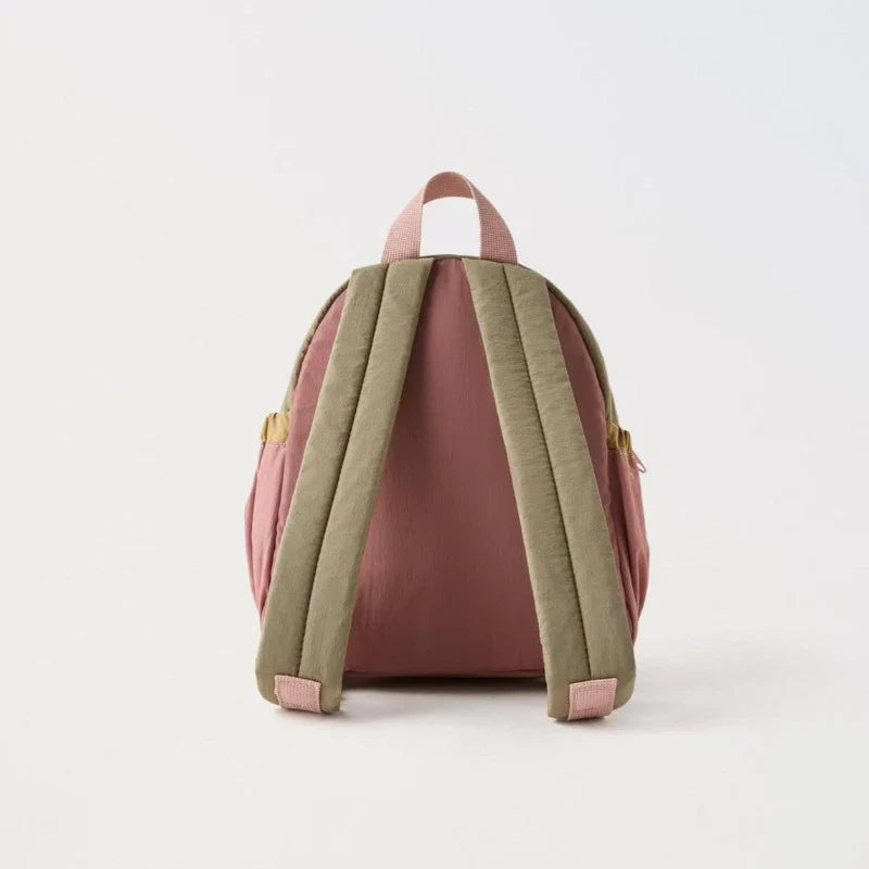 Kinderrucksack leicht Nylon mit Apfelmuster Stickerei