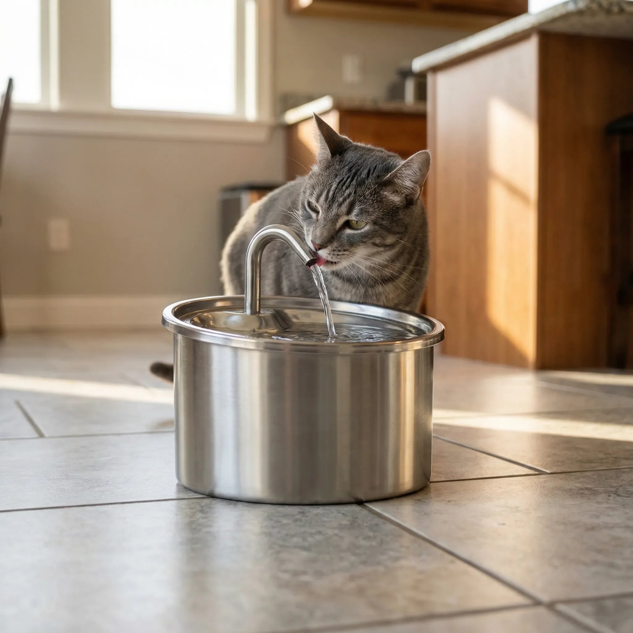 Automatischer Trinkbrunnen für Haustiere mit Filter und fließendem Wasser