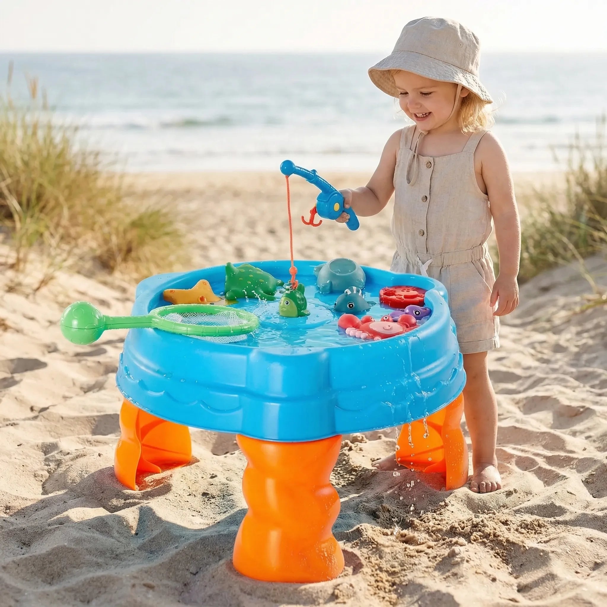 Outdoor-Wasserspieltisch für Kinder mit Angelspiel und Meerestieren