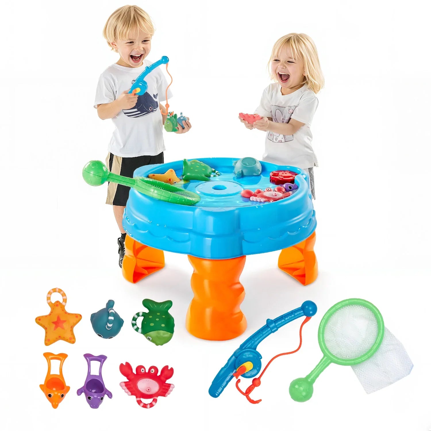 Outdoor-Wasserspieltisch für Kinder mit Angelspiel und Meerestieren